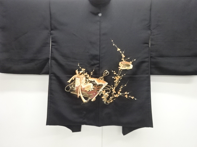 枝梅に扇模様一つ紋絵羽織